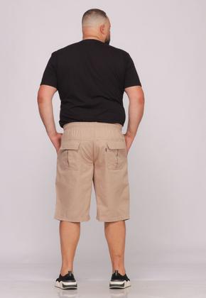 Imagem de Bermuda Masculina Plus Size Sarja Bege com Elástico