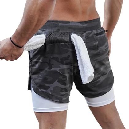 Imagem de Bermuda Masculina Shorts Duplo 2 Em 1 Com Segunda Pele Interna Bolso Externo E Interno