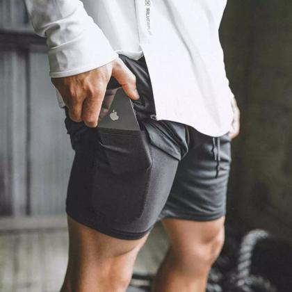Imagem de Bermuda Masculina Shorts Duplo 2 Em 1 Com Segunda Pele Interna Bolso Externo E Interno
