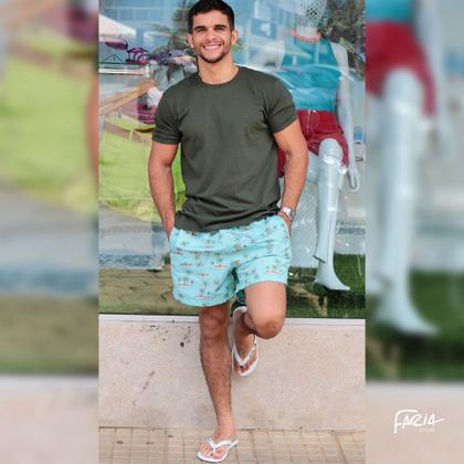 Imagem de Bermuda masculina tactel rafrom - verde estampada