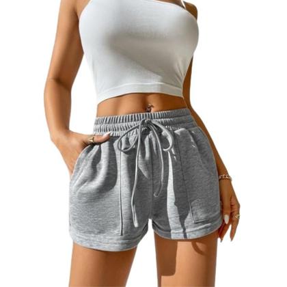 Imagem de Bermuda moletom feminino short curto moletom com bolso malha algodão tendencia