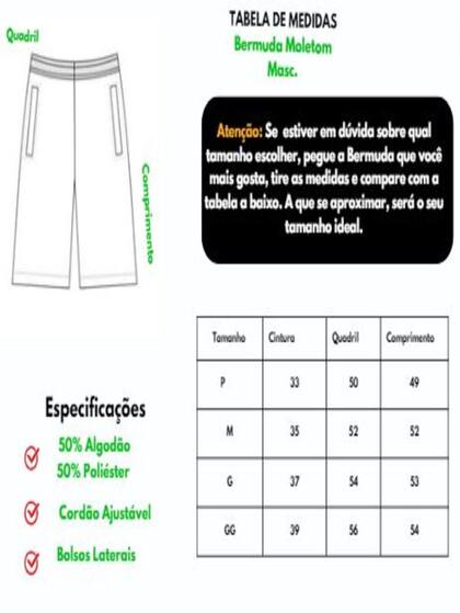 Imagem de Bermuda Moletom Masculina Adulto Com Bolso E Cordão