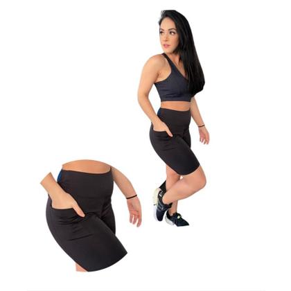 Imagem de Bermuda Para Academia Com Bolso Lateral Suplex Cintura Alta