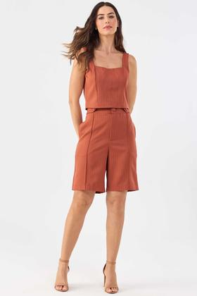 Imagem de Bermuda PKS Alfaiataria Risca Giz Terracota