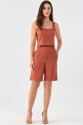 Imagem de Bermuda PKS Alfaiataria Risca Giz Terracota