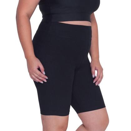 Imagem de Bermuda Plus Size Academia Fitness Preta Cotton