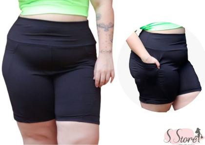 Imagem de Bermuda Plus Size Fitness Com Bolsos Laterais Feminina