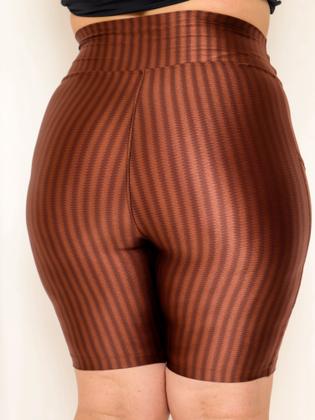 Imagem de Bermuda Poliamida 3D Plus Size Feminina com Bolso Funcional Moda Fitness para Treino Academia