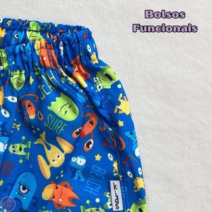 Imagem de Bermuda Praia Infantil Tactel com Elastano Monster TB000338 - Tube Kids