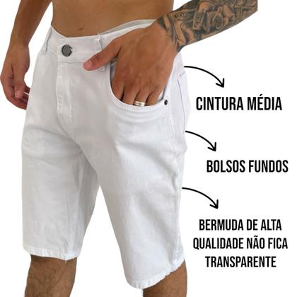 Imagem de Bermuda Sarja Masculina Com Lycra Premium Branca Nforc