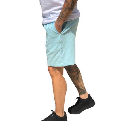 Imagem de Bermuda Short Masculina de Sarja Lisa Acima do Joelho Elástico na Cintura e Regulagem 100% Algodão