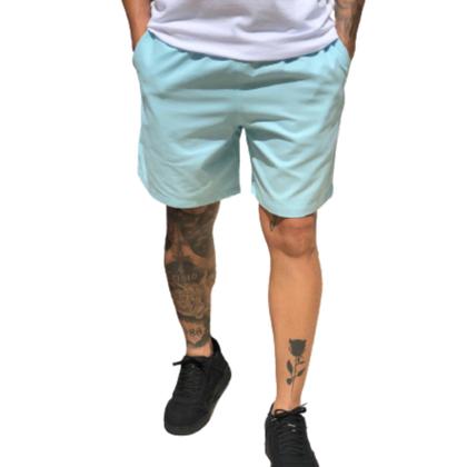 Imagem de Bermuda Short Masculina de Sarja Lisa Acima do Joelho Elástico na Cintura e Regulagem 100% Algodão