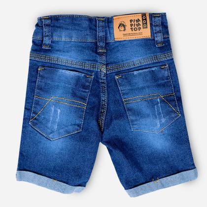 Imagem de Bermuda Shorts Jeans Infantil Masculino Azul Elastano 1 a 3 Anos
