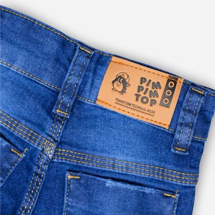 Imagem de Bermuda Shorts Jeans Infantil Masculino Azul Elastano 1 a 3 Anos