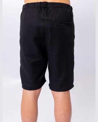 Imagem de Bermuda Social Sarja Masculina Juvenil com Bolsos Frontais, Elástico no Cós Traseiro, Botão Frontal e Braguilha Não Funcional