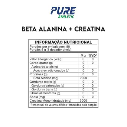 Imagem de Beta Alanina + Creatina 500g Pure Athletic Sabor:Sem Sabor