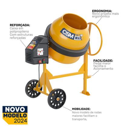 Imagem de Betoneira 150 Litros com Motor 0,5CV 4 Pólos Monofásico CS150 CSM