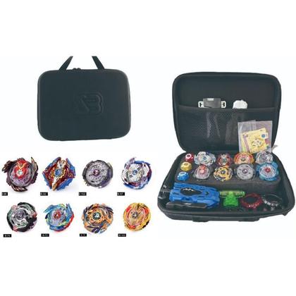 Beyblade Maleta Kit Com 8 Beyblade + Lançador Dupla Rotação