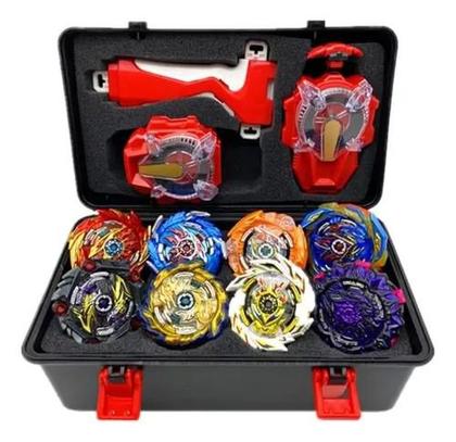 Beyblade Maleta Kit Com 8 Beyblade + Lançador Dupla Rotação - z3