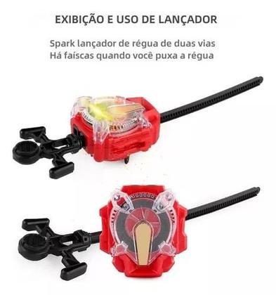 Beyblade Maleta Kit Com 8 Beyblade + Lançador Dupla Rotação - z3