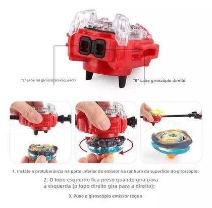 Beyblade Maleta Kit Com 8 Beyblade + Lançador Dupla Rotação - z3