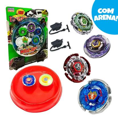 Imagem de Beyblade Metal Led Kit 4 Pião 2 Lançador Tornado Com Arena Bey Blade