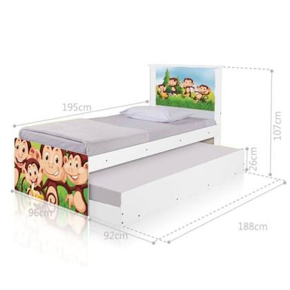 Imagem de Bi Cama Juvenil Zap com Cabeceira Safari Macaquinhos