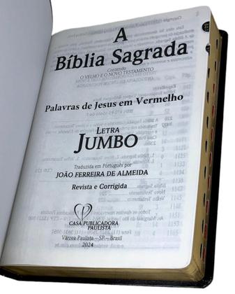 Imagem de Bíblia assembleia pentecostal letra Jumbo Extra Gigante E Harpa Capa Arabesco Dourada