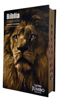 Imagem de Bíblia assembleia pentecostal letra Jumbo Extra Gigante E Harpa Capa Arabesco Dourada