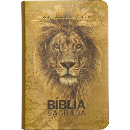 Imagem de Biblia bolso - naa semi luxo leão dourado