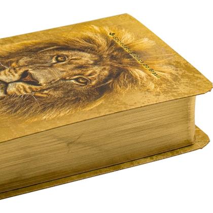 Imagem de Biblia bolso - naa semi luxo leão dourado - SBB