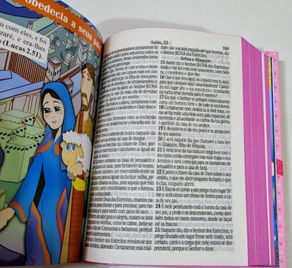 Imagem de Bíblia Criança Ilustrada Pink pentecostal Menina coros harpas