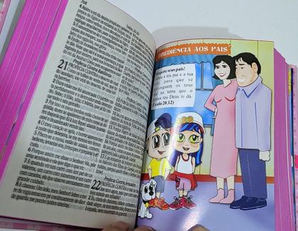 Imagem de Bíblia Criança Ilustrada Pink pentecostal Menina coros harpas