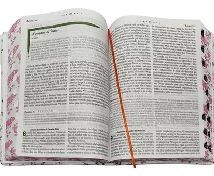 Imagem de Bíblia de estudo da mulher de deus  letra grande  com harpa e índice  capa de luxo pink