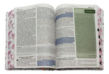 Imagem de Bíblia de estudo da mulher de deus  letra grande  com harpa e índice  capa de luxo pink