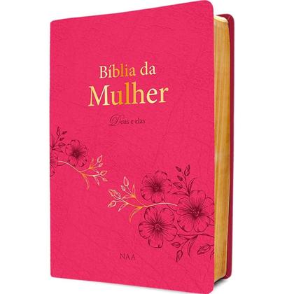 Imagem de Bíblia de Estudo da Mulher Deus e Elas  NAA  Capa Couro Soft Rosa
