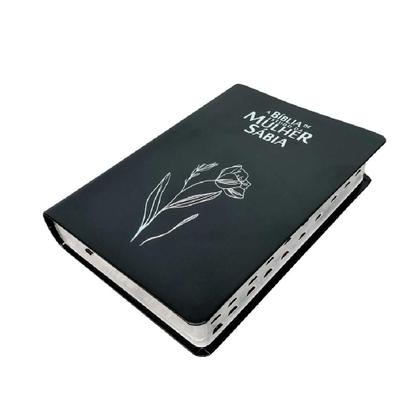 Imagem de Bíblia de estudo da mulher sábia  capa de luxo magnólia preto  com índice  full color