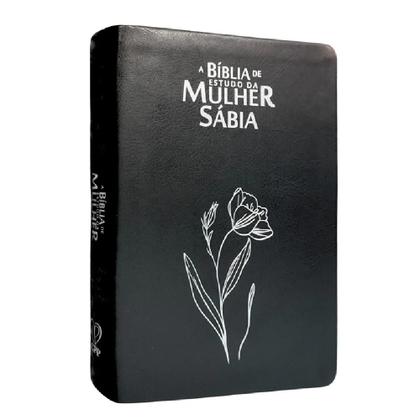 Imagem de Bíblia de estudo da mulher sábia  capa de luxo magnólia preto  com índice  full color