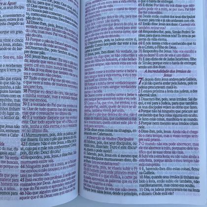 Imagem de Bíblia de estudo da Mulher sábia Rosa claro RC com Harpa capa couro bond