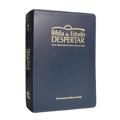 Imagem de Bíblia de estudo despertar  ntlh  capa de luxo azul  índice