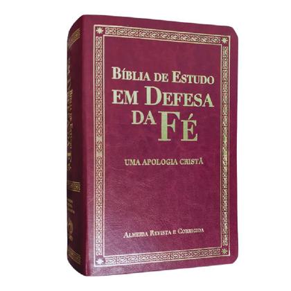 Imagem de Bíblia de estudo em defesa da fé  capa de luxo vinho  arc  com índice