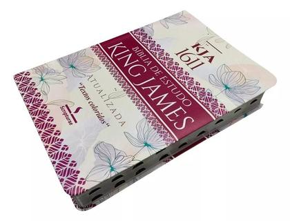 Imagem de Bíblia de estudo king james  atualizada  com textos coloridos  capa de luxo feminina  com índice