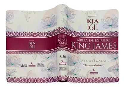 Imagem de Bíblia de estudo king james  atualizada  com textos coloridos  capa de luxo feminina  com índice