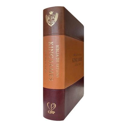Imagem de Bíblia De Estudo King James - Atualizada Full Color Capa Pu Tricolor Marrom Caramelo E Bordô