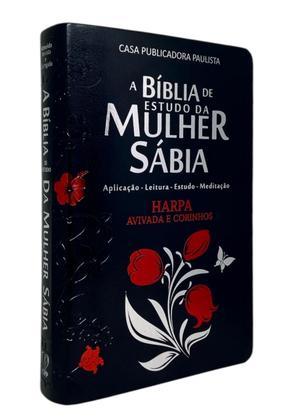 Imagem de Bíblia De Estudo Mulher Sábia Letra G Tulipa Capa Preta Harp