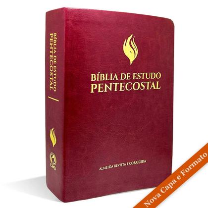 Imagem de Bíblia de Estudo Pentecostal  Média Luxo  Cor Vinho  ARC  CPAD