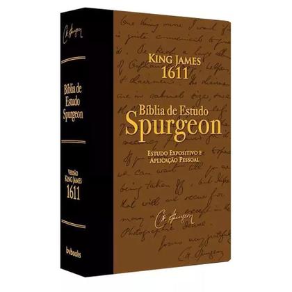 Imagem de Bíblia De Estudo Spurgeon King James 1611 Capa Luxo Marrom E Preta