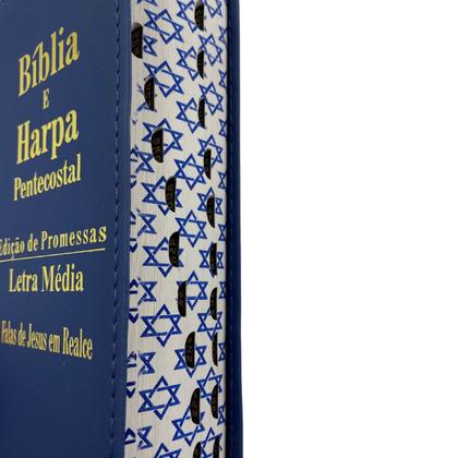 Imagem de Bíblia E Harpa Com Letra Média Pentecostal Azul Rosa 1 Un