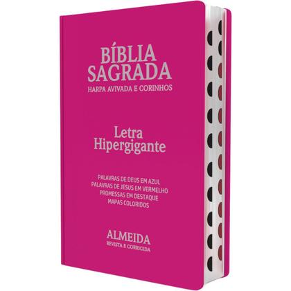 Imagem de Biblia Feminina  Letra Hipergigante  Harpa & Corinhos  RC  Luxo Pink