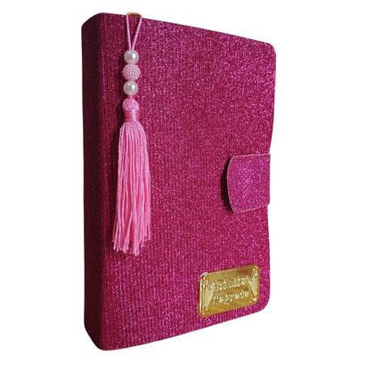 Imagem de Bíblia Feminina Média com Harpa Palavras de Jesus em Vermelho - Glitter com Botão Magnético